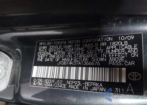 2010 Toyota Yaris z USA, uszkodzony, nr VIN JTDBT4K37A1366676